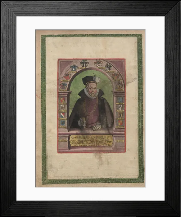 Framed Print : Portrait of Tycho Brahe (1546-1601). From Astronomiae Instauratae Mechanica, 1598. Creator: Unknown artist Framed Print : Portrait of Tycho Brahe (1546-1601). From Astronomiae Instauratae Mechanica, 1598. Creator: Unknown artist