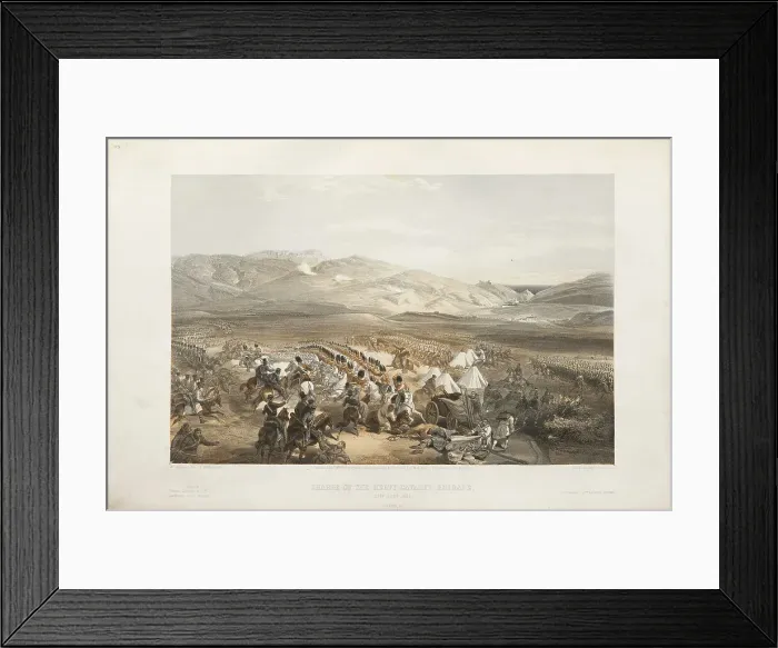 Framed Print : The attack of the heavy cavalry brigade in the Battle of Balaklava on October 25, 1854, 1854-1855. Creator: Simpson, William (1832-1898) Framed Print : The attack of the heavy cavalry brigade in the Battle of Balaklava on October 25, 1854, 1854-1855. Creator: Simpson, William (1832-1898)
