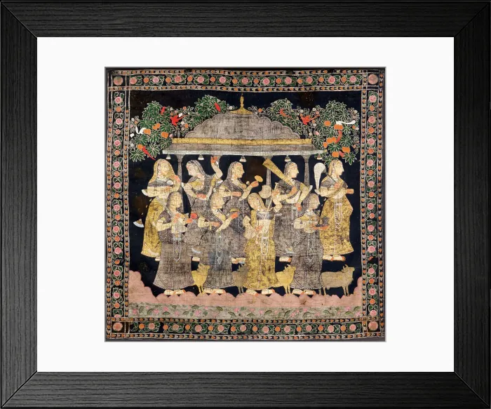 Framed Print : Nine Gopis (Pichwai Painting), End of 19th century. Creator: Indische Kunst Framed Print : Nine Gopis (Pichwai Painting), End of 19th century. Creator: Indische Kunst