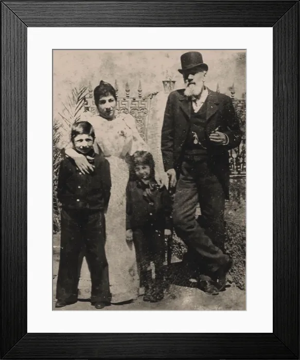 Framed Print : Giorgio de Chirico, mother Gemma, father Evaristo and brother Andrea, Volos, 1897. Creator: Unknown photographer