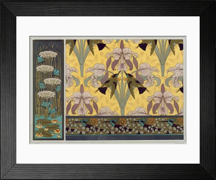 Framed Print : Dragonflies and water lilies. Hummingbirds and orchids, 1897. Creator: Verneuil, Maurice Pillard (1869-1942) Framed Print : Dragonflies and water lilies. Hummingbirds and orchids, 1897. Creator: Verneuil, Maurice Pillard (1869-1942)