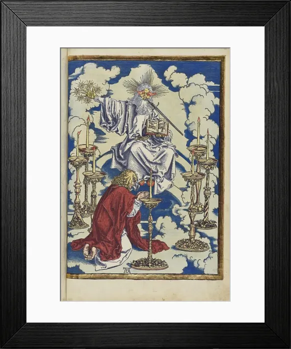 Framed Print : John's vision of the candlestick. From the Apocalypse (Revelation of John), 1511. Creator: Dürer, Albrecht (1471-1528) Framed Print : John's vision of the candlestick. From the Apocalypse (Revelation of John), 1511. Creator: Dürer, Albrecht (1471-1528)