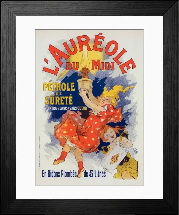Framed Print : L'Aureole du Midi, Pétrole de sureté, 1893. Creator: Chéret, Jules (1836-1932) Framed Print : L'Aureole du Midi, Pétrole de sureté, 1893. Creator: Chéret, Jules (1836-1932)