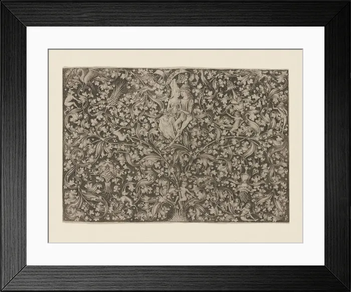 Framed Print : Ornament with two lovers, c.1495. Creator: Meckenem, Israhel van, the Younger (around 1440-1503) Framed Print : Ornament with two lovers, c.1495. Creator: Meckenem, Israhel van, the Younger (around 1440-1503)