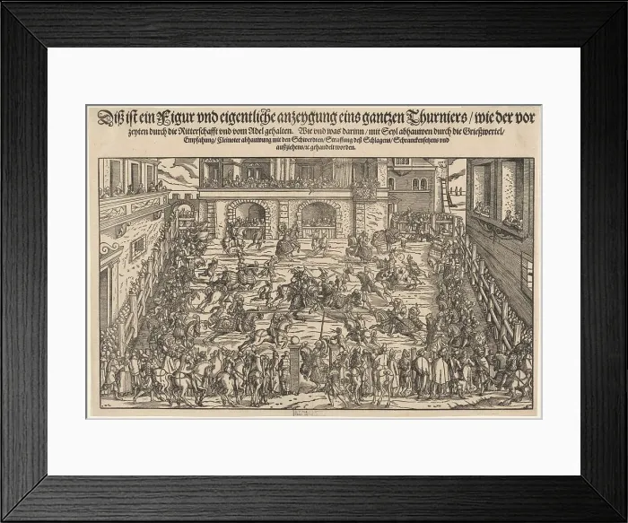 Framed Print : The big tournament in Vienna, 1565. Creator: Amman, Jost (1539-1591) Framed Print : The big tournament in Vienna, 1565. Creator: Amman, Jost (1539-1591)