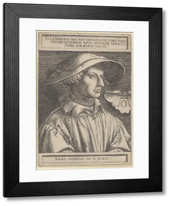 Framed Print : Self-portrait, 1530. Creator: Aldegrever, Heinrich (1502-1560) Framed Print : Self-portrait, 1530. Creator: Aldegrever, Heinrich (1502-1560)