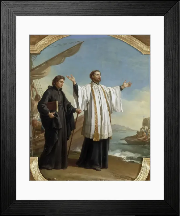 Framed Print : Saint Francis Xavier lands in China, 1753. Creator: Vien, Joseph Marie (1716-1809) Framed Print : Saint Francis Xavier lands in China, 1753. Creator: Vien, Joseph Marie (1716-1809)