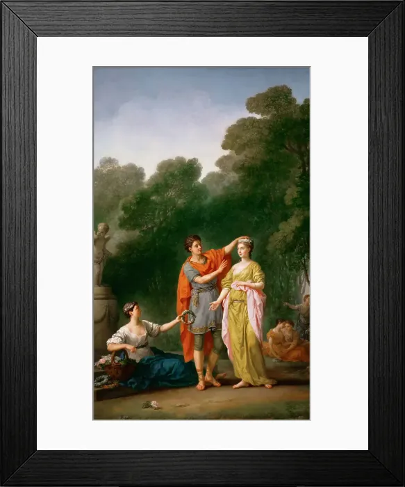 Framed Print : Amant couronnant sa maîtresse (lover crowns his beloved), 1773. Creator: Vien, Joseph Marie (1716-1809) Framed Print : Amant couronnant sa maîtresse (lover crowns his beloved), 1773. Creator: Vien, Joseph Marie (1716-1809)
