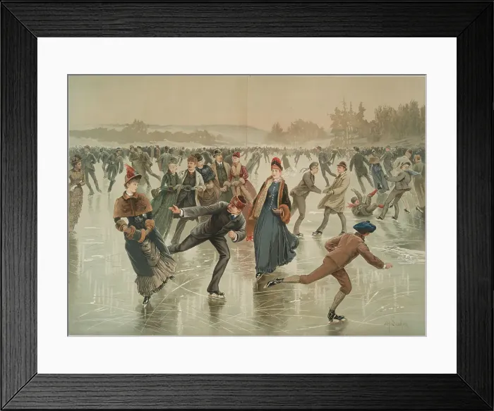 Framed Print : Ice skating, c.1880. Creator: Sandham, Henry (1842-1910) Framed Print : Ice skating, c.1880. Creator: Sandham, Henry (1842-1910)