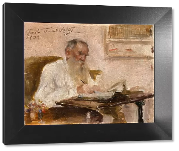 Portrait of writer Count Lev Nikolayevich Tolstoy (1828-1910), 1909. Creator: Trubetzkoy (Troubetzkoy), Prince Pavel Petrovich (1866-1938)