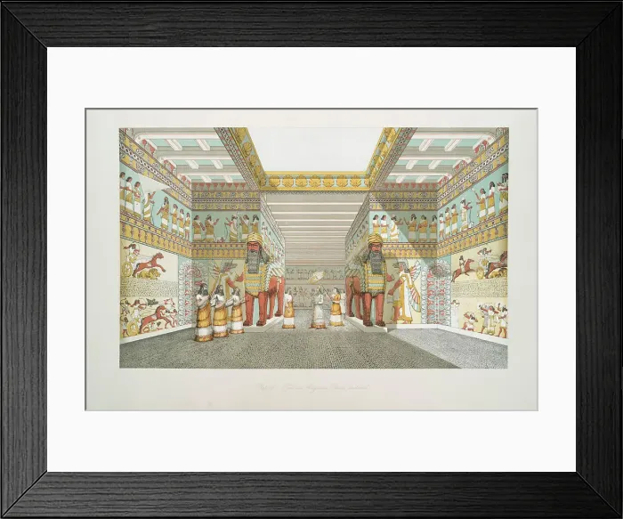 Framed Print : Hall in an Assyrian palace. Reconstruction, 1849. Creator: Layard, Sir Austen Henry (1817-1894)