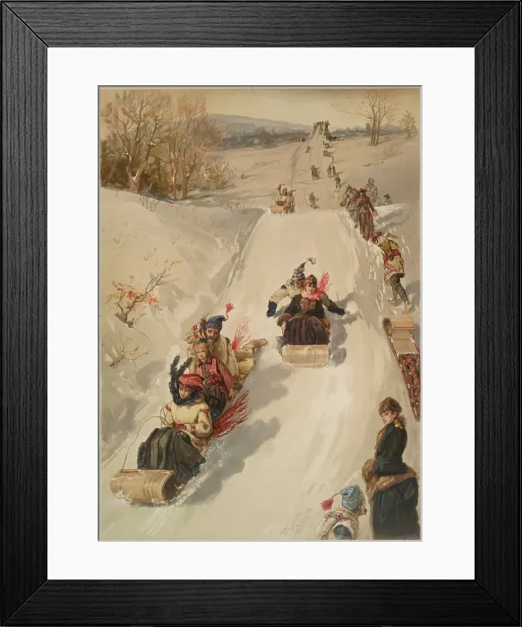 Framed Print : The sledding, c.1880. Creator: Sandham, Henry (1842-1910) Framed Print : The sledding, c.1880. Creator: Sandham, Henry (1842-1910)