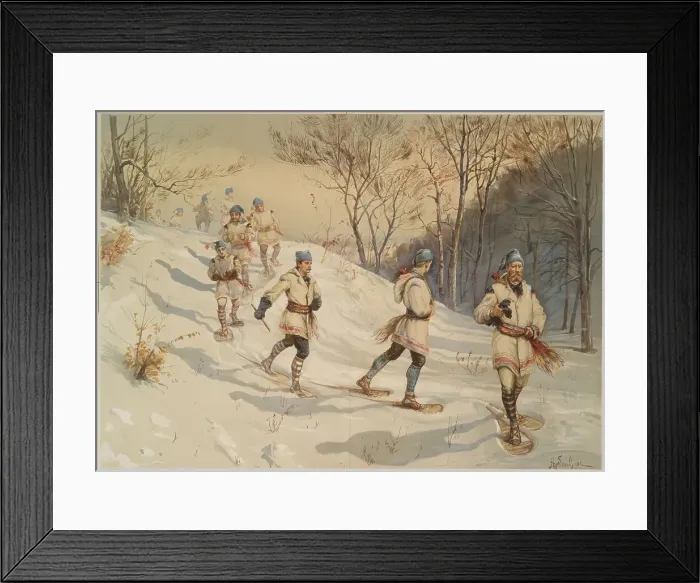 Framed Print : Snowshoeing, c.1880. Creator: Sandham, Henry (1842-1910) Framed Print : Snowshoeing, c.1880. Creator: Sandham, Henry (1842-1910)