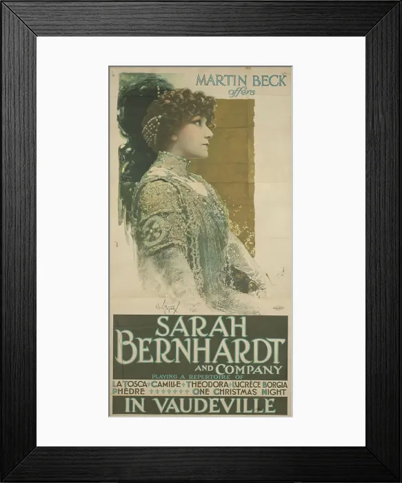 Framed Print : Sarah Bernhardt in Vaudeville, 1912. Creator: Unknown artist Framed Print : Sarah Bernhardt in Vaudeville, 1912. Creator: Unknown artist