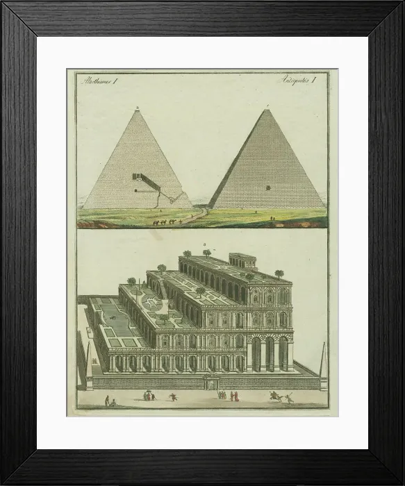 Framed Print : Section and interior of the Great Pyramid. The floating gardens, 1801. Creator: Fischer von Erlach, Joseph Emanuel (1693-1742) Framed Print : Section and interior of the Great Pyramid. The floating gardens, 1801. Creator: Fischer von Erlach, Joseph Emanuel (1693-1742)