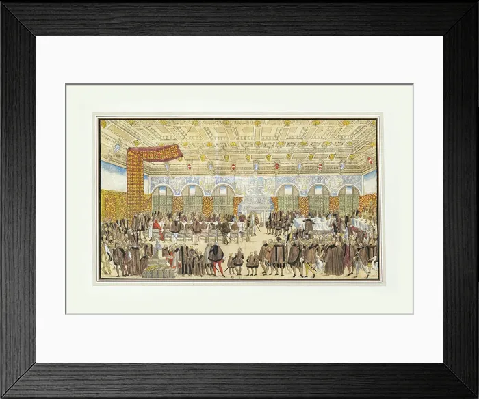 Framed Print : The wedding of Duke Wilhelm V of Bavaria to Renata of Lorraine on February 21, 1568, 1568. Creator: Solis, Nikolaus (1541-1583)