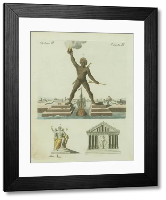 Framed Print : The Colossus of Rhodes. The Olympian Jupiter. The Dianen Temple at Ephes, 1801. Creator: Fischer von Erlach, Joseph Emanuel (1693-1742) Framed Print : The Colossus of Rhodes. The Olympian Jupiter. The Dianen Temple at Ephes, 1801. Creator: Fischer von Erlach, Joseph Emanuel (1693-1742)