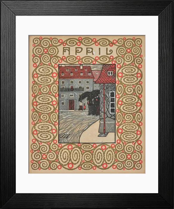 Framed Print : Walk in the rain. Monthly newsletter: April. Creator: Krenek, Carl (1880-1949) Framed Print : Walk in the rain. Monthly newsletter: April. Creator: Krenek, Carl (1880-1949)