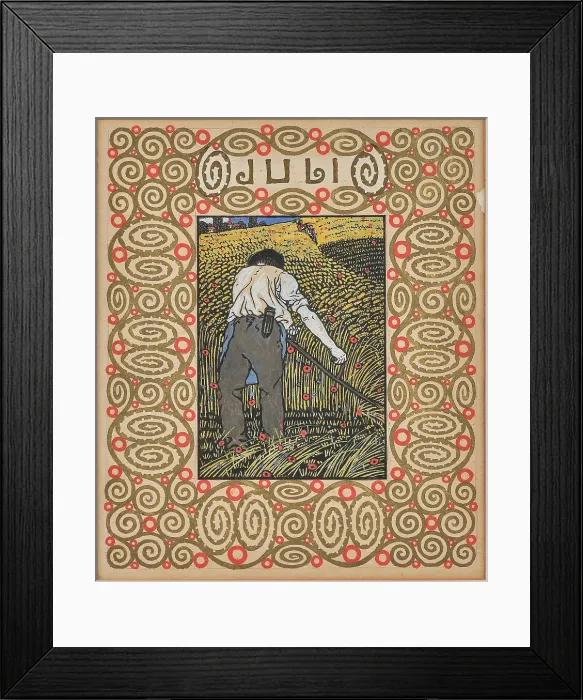 Framed Print : Grain mowing. Monthly newsletter: July. Creator: Krenek, Carl (1880-1949) Framed Print : Grain mowing. Monthly newsletter: July. Creator: Krenek, Carl (1880-1949)