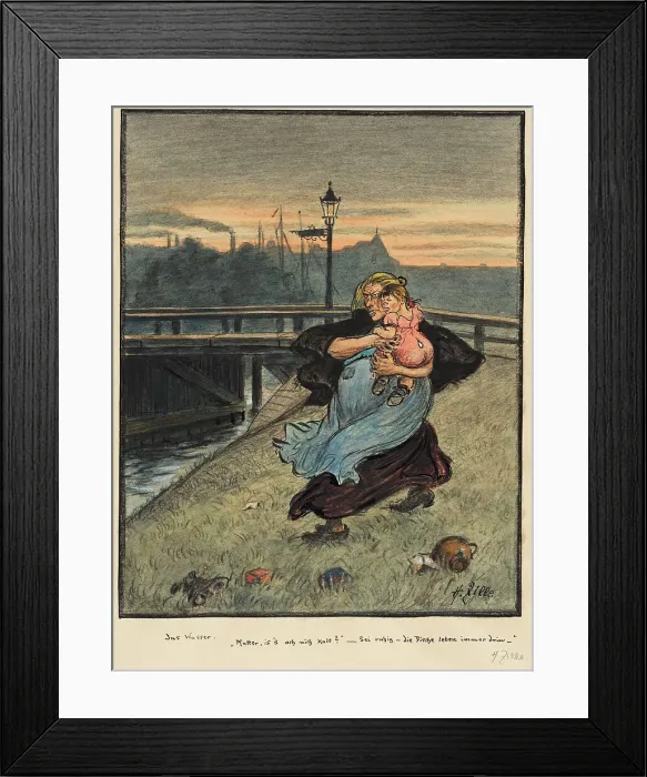 Framed Print : Into the water, c.1919. Creator: Zille, Heinrich (1858-1929) Framed Print : Into the water, c.1919. Creator: Zille, Heinrich (1858-1929)