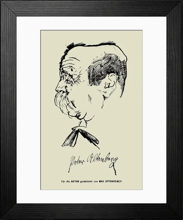 Framed Print : Portrait of writer Peter Altenberg (1859-1919). Creator: Oppenheimer, Max (1885-1954) Framed Print : Portrait of writer Peter Altenberg (1859-1919). Creator: Oppenheimer, Max (1885-1954)