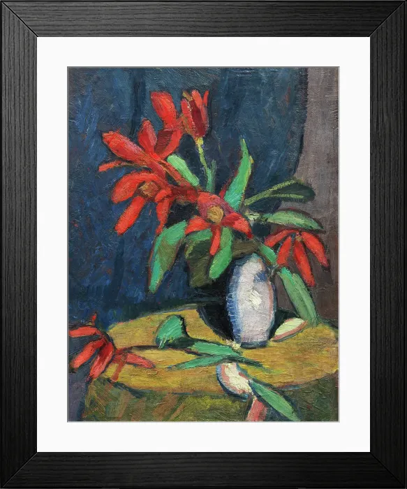 Framed Print : Red flowers in white jug, 1911. Creator: Stenner, Hermann (1891-1914) Framed Print : Red flowers in white jug, 1911. Creator: Stenner, Hermann (1891-1914)