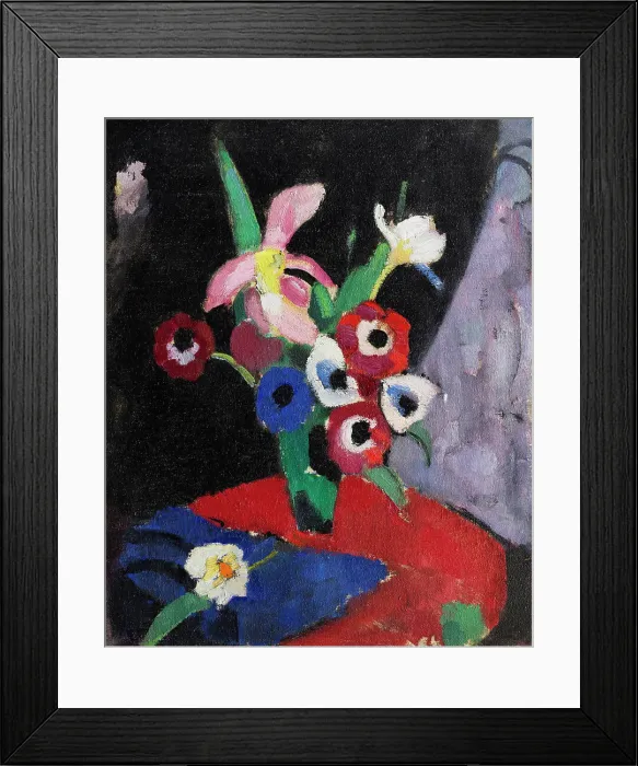 Framed Print : Flower still life on a black background II, 1913. Creator: Stenner, Hermann (1891-1914) Framed Print : Flower still life on a black background II, 1913. Creator: Stenner, Hermann (1891-1914)