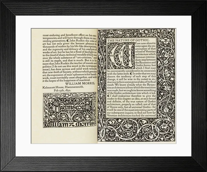 Framed Print : Double page from the book The Nature of Gothic by John Ruskin, 1892. Creator: Morris, William (1834-1896). Double page from the book The Nature of Gothic by John Ruskin, 1892. Creator: Morris, William (1834-1896) Framed Print : Double page from the book The Nature of Gothic by John Ruskin, 1892. Creator: Morris, William (1834-1896). Double page from the book The Nature of Gothic by John Ruskin, 1892. Creator: Morris, William (1834-1896)