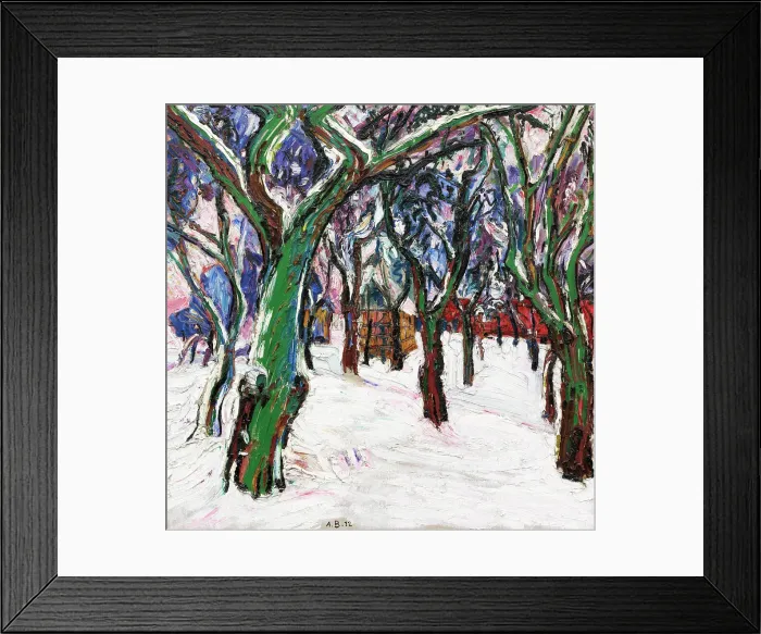 Framed Print : Winter picture with farmhouses, 1912. Creator: Böckstiegel, Peter August (1889-1951) Framed Print : Winter picture with farmhouses, 1912. Creator: Böckstiegel, Peter August (1889-1951)