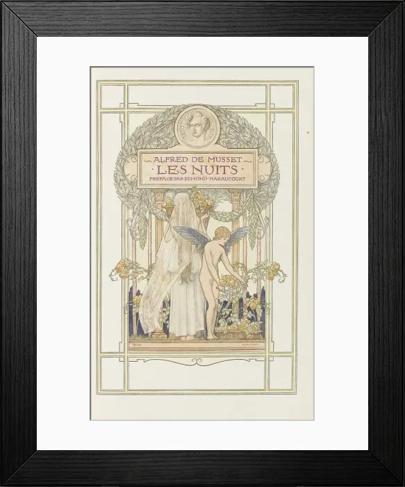 Framed Print : Title page Les Nuits by Alfred de Musset, 1911. Creator: Giraldon, Adolphe (1855-1933). Title page Les Nuits by Alfred de Musset, 1911. Creator: Giraldon, Adolphe (1855-1933)