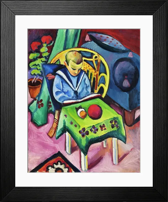 Framed Print : Boy with book and toys, 1912. Creator: Macke, August (1887-1914) Framed Print : Boy with book and toys, 1912. Creator: Macke, August (1887-1914)