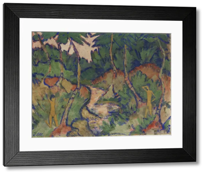 Framed Print : Bathers in landscape, 1920. Creator: Mueller, Otto (1874-1930) Framed Print : Bathers in landscape, 1920. Creator: Mueller, Otto (1874-1930)