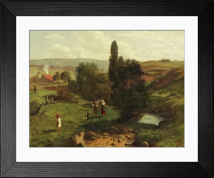 Framed Print : Black Forest landscape with children playing, 1867. Creator: Thoma, Hans (1839-1924) Framed Print : Black Forest landscape with children playing, 1867. Creator: Thoma, Hans (1839-1924)