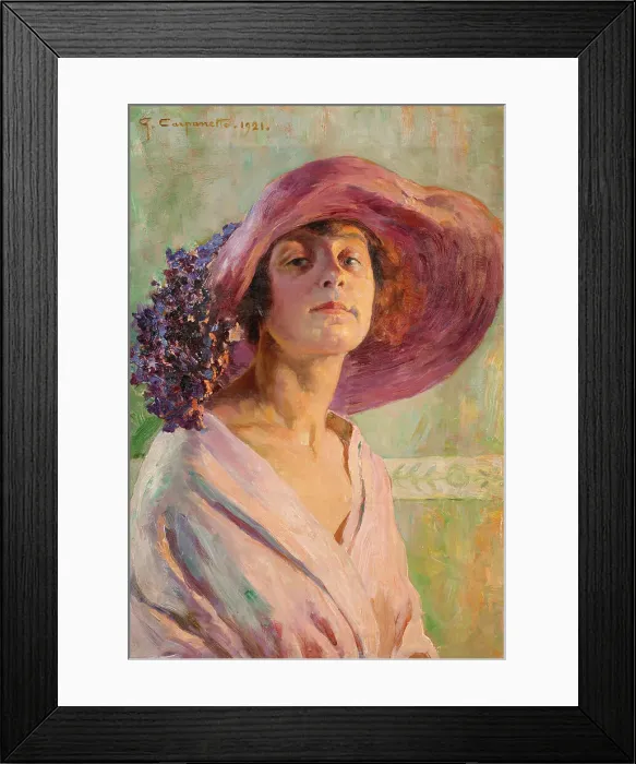Framed Print : The flower hat, 1921. Creator: Carpanetto, Giovanni Battista (1863-1928) Framed Print : The flower hat, 1921. Creator: Carpanetto, Giovanni Battista (1863-1928)
