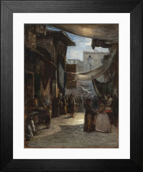 Framed Print : Florence Old Market, 1867. Creator: Fontanesi, Antonio (1818-1882)