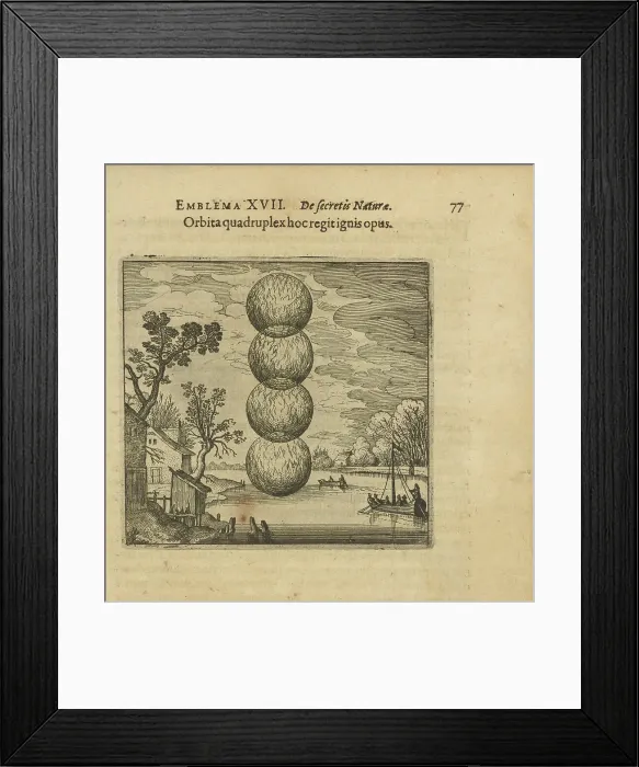 Framed Print : Emblem 17. A fourfold ball of fire governs this work. From Atalanta fugiens by Michael Maier, 1618 Creator: Merian, Matthäus, the Elder (1593-1650). Emblem 17. A fourfold ball of fire governs this work Framed Print : Emblem 17. A fourfold ball of fire governs this work. From Atalanta fugiens by Michael Maier, 1618 Creator: Merian, Matthäus, the Elder (1593-1650). Emblem 17. A fourfold ball of fire governs this work