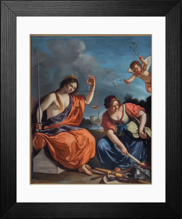 Framed Print : Allegories of justice and peace, First half of the 17th century. Creator: Guercino (1591-1666) Framed Print : Allegories of justice and peace, First half of the 17th century. Creator: Guercino (1591-1666)