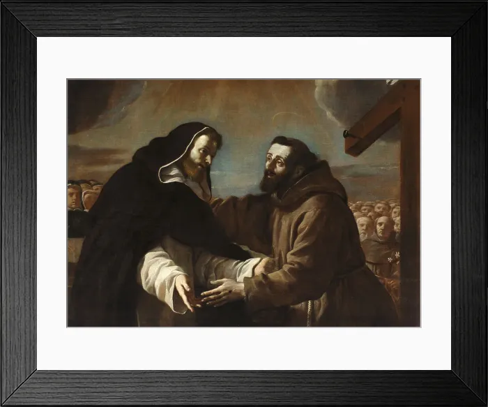 Framed Print : The meeting of Saint Francis with Saint Dominic, c.1665. Creator: Preti, Mattia (1613-1699) Framed Print : The meeting of Saint Francis with Saint Dominic, c.1665. Creator: Preti, Mattia (1613-1699)
