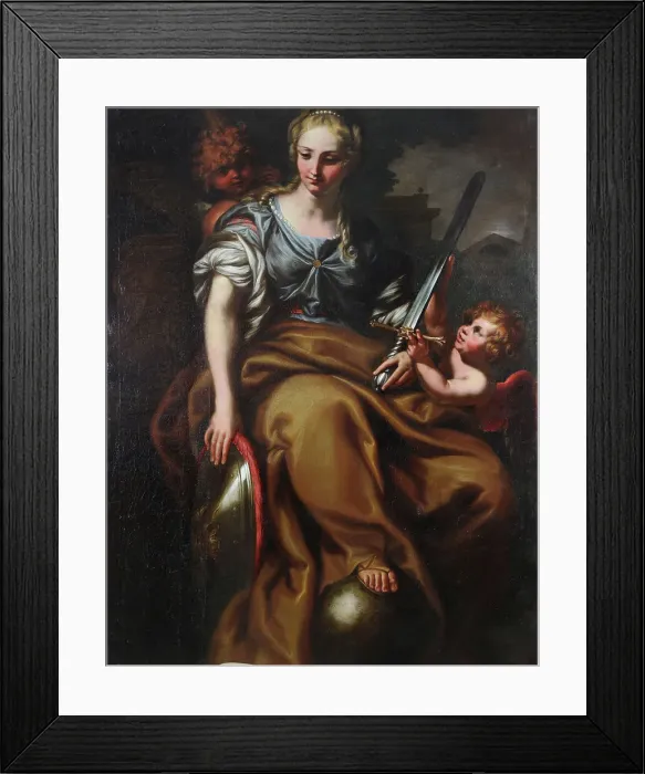 Framed Print : Allegory of justice and strength, Second half of the 17th century. Creator: Piola, Domenico (1627-1703) Framed Print : Allegory of justice and strength, Second half of the 17th century. Creator: Piola, Domenico (1627-1703)