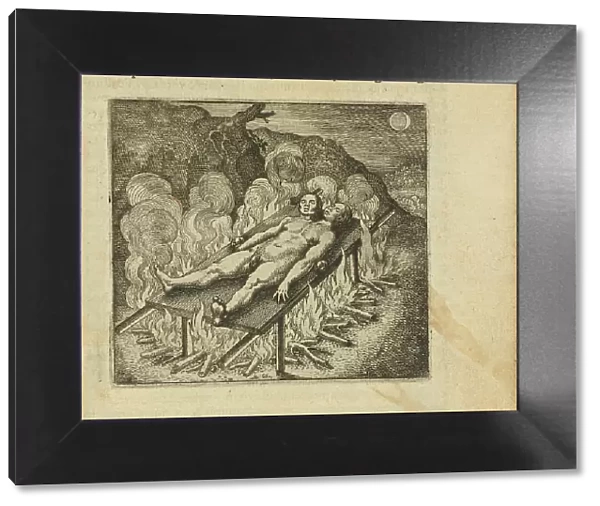Emblem 33. The hermaphrodite, lying like a dead person in darkness, needs fire, 1816. Creator: Merian, Matthäus, the Elder (1593-1650)