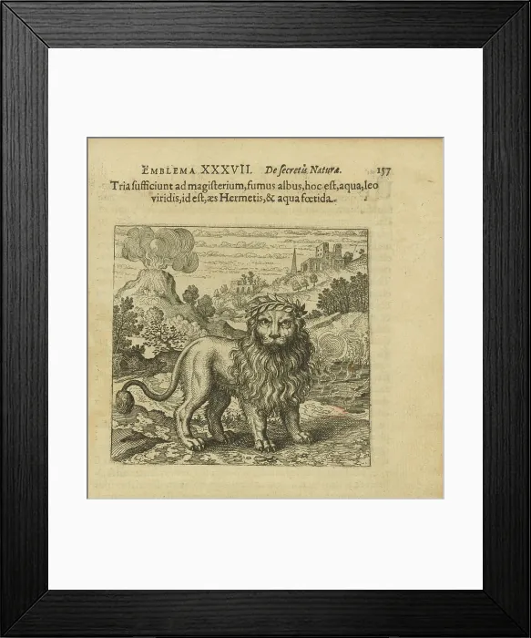 Framed Print : Emblem 37. Three things are sufficient for mastery, the white smoke, which is water... 1816. Creator: Merian, Matthäus, the Elder (1593-1650) Framed Print : Emblem 37. Three things are sufficient for mastery, the white smoke, which is water... 1816. Creator: Merian, Matthäus, the Elder (1593-1650)