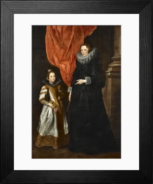 Framed Print : Portrait of Geronima Brìgnole Sale with her daughter Maria Aurelia, 1627. Creator: Dyck, Sir Anthonis van (1599-1641) Framed Print : Portrait of Geronima Brìgnole Sale with her daughter Maria Aurelia, 1627. Creator: Dyck, Sir Anthonis van (1599-1641)