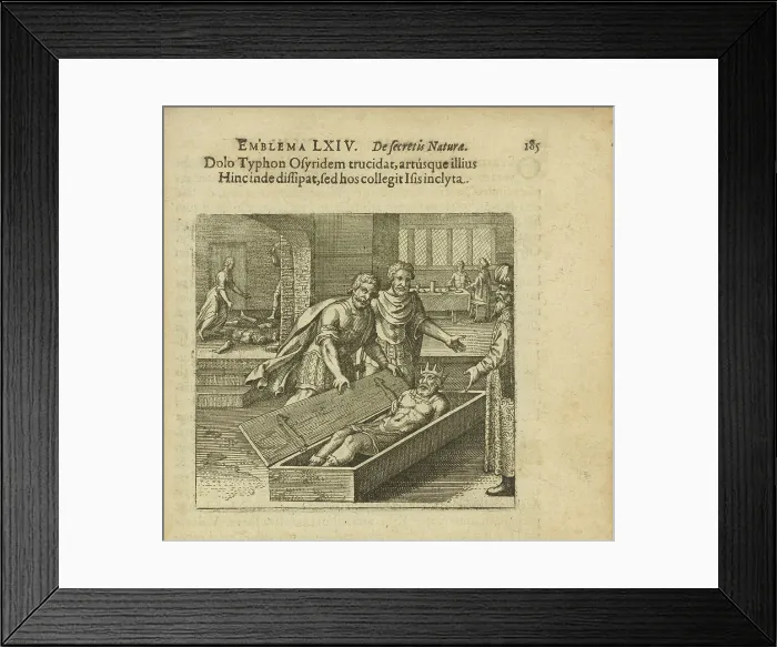 Framed Print : Emblem 44. Through deceit Typhon kills Osiris and scatters his members, which in turn brings...1816 Creator: Merian, Matthäus, the Elder (1593-1650) Framed Print : Emblem 44. Through deceit Typhon kills Osiris and scatters his members, which in turn brings...1816 Creator: Merian, Matthäus, the Elder (1593-1650)