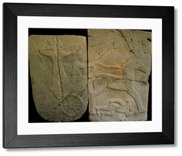 Framed Print : Relief orthostat depicting a chariot from Sam'al, 9th century BC. Creator: Spaethethitische Bildkunst (1200-700 v. Chr.) Framed Print : Relief orthostat depicting a chariot from Sam'al, 9th century BC. Creator: Spaethethitische Bildkunst (1200-700 v. Chr.)