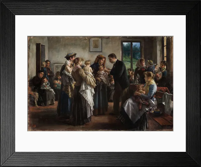 Framed Print : La vaccinazione nelle campagne (Impfung auf dem Lande), 1894. Creator: Cosola, Demetrio (1851-1895) Framed Print : La vaccinazione nelle campagne (Impfung auf dem Lande), 1894. Creator: Cosola, Demetrio (1851-1895)
