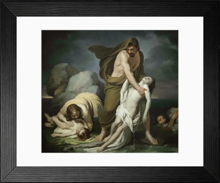 Framed Print : The flood, 1850. Creator: Coghetti, Francesco (1801-1875) Framed Print : The flood, 1850. Creator: Coghetti, Francesco (1801-1875)