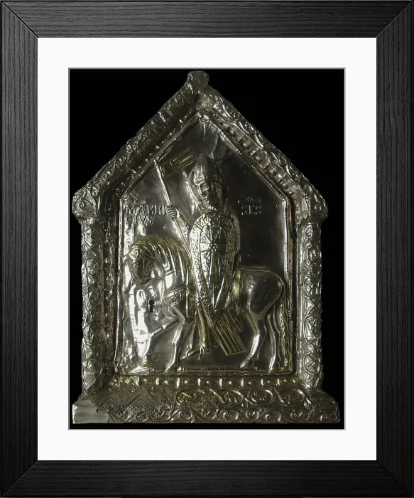 Framed Print : Saint Maurice equestrian. Shrine of the Children of Saint Sigismond, c.1160. Creator: Westeuropäische angewandte Kunst Framed Print : Saint Maurice equestrian. Shrine of the Children of Saint Sigismond, c.1160. Creator: Westeuropäische angewandte Kunst
