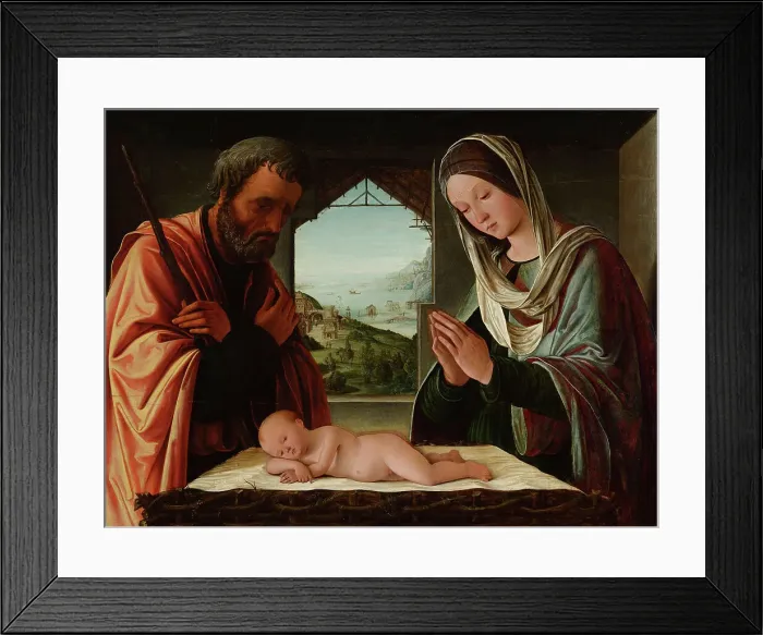 Framed Print : The Holy Family or Christmas, c.1494. Creator: Costa, Lorenzo (1460-1535) Framed Print : The Holy Family or Christmas, c.1494. Creator: Costa, Lorenzo (1460-1535)