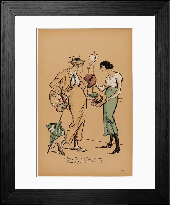 Framed Print : Mam'selle Coco, j'voudrais un beau chapeau pour le Dimanche (Mam'selle Coco, I would like... 1919. Creator: Sem, (Georges Goursat) (1863-1934) Framed Print : Mam'selle Coco, j'voudrais un beau chapeau pour le Dimanche (Mam'selle Coco, I would like... 1919. Creator: Sem, (Georges Goursat) (1863-1934)