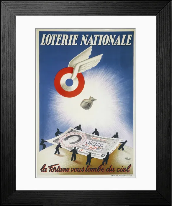 Framed Print : National Lottery. La Fortune vous tombe du ciel, 1936. Creator: Unknown artist Framed Print : National Lottery. La Fortune vous tombe du ciel, 1936. Creator: Unknown artist